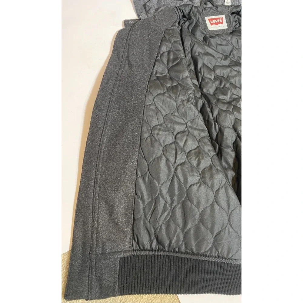 Levi's Charcoal/Black Wool Blend Jacket with Faux Leather Sleeves Mens Size L